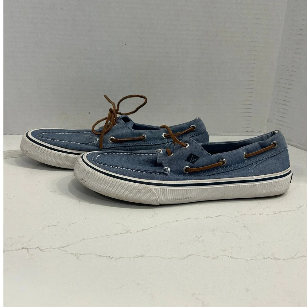 Sperry Top-Sider Bahama II Boat Shoes Sneakers Mens 9 Chambray Blue Canvas